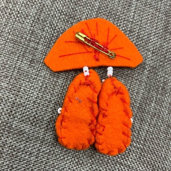 Vintage Beaded Native American Indian Souvenir Moccasins Rainbow Sun Orange - Picture 3 of 6